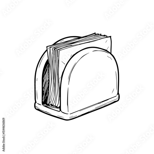 Napkin holder with folded napkins inside. Elegant napkin holder design for modern home decor. Stylish napkin holder made of wood or metal.