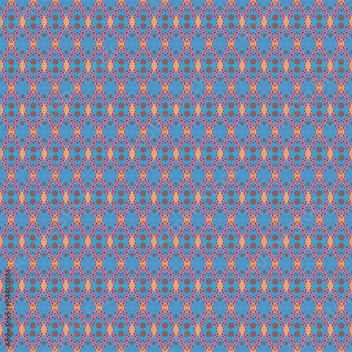 Blue brown and gold seamless pattern Trellis Pattern