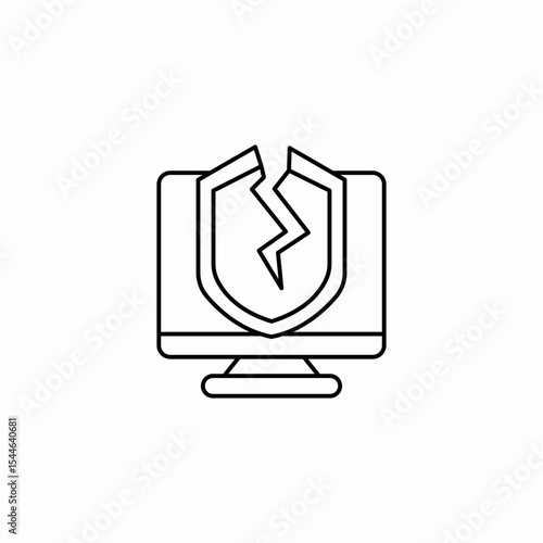 computer security broken icon sign vector