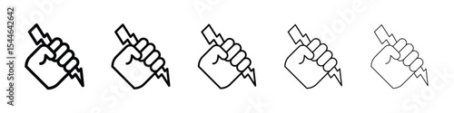 Hand with Power icon filled flat sign concept for web design.