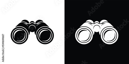 Black and White Binoculars Design Inverted Colors, Illustration of Optics