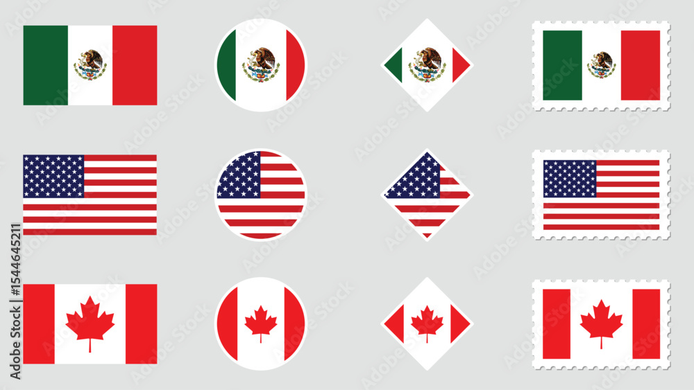 Naklejka premium National Design Featuring the USA, Canada and Mexico Identity