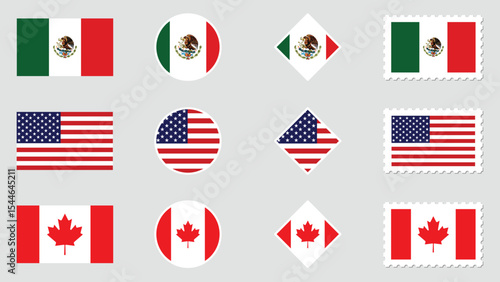 National Design Featuring the USA, Canada and Mexico Identity