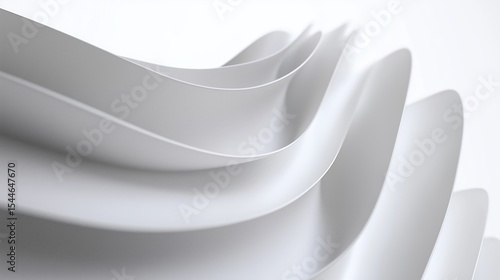 White Background with Curved Lines, Showcasing ThreeDimensional Effect in Abstract Art Design, HighQuality Representation of Minimalist Modern Aesthetics
