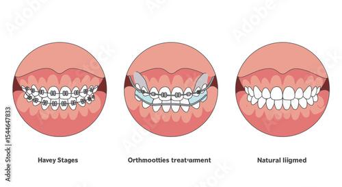 Hawley Retainer Before and After Vector Illustration – Orthodontic Dental Device Comparison