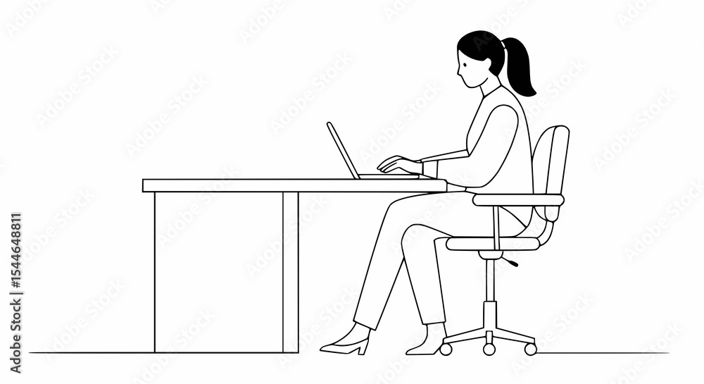Woman Working on Laptop at Desk Woman Working on Laptop at Desk