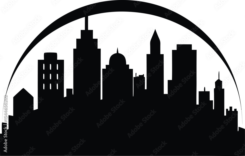 Fototapeta premium Majestic Cityscape Silhouette Urban Architecture in Elegant Black and White