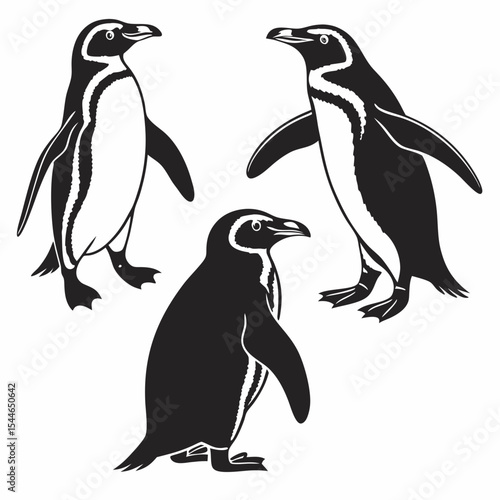 Penguin Silhouette Vector Sheet - Minimal Black Penguin Outlines