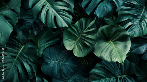 Wallpaper Mural Tropical leaves. Dark botanical background tropical leaves Torontodigital.ca