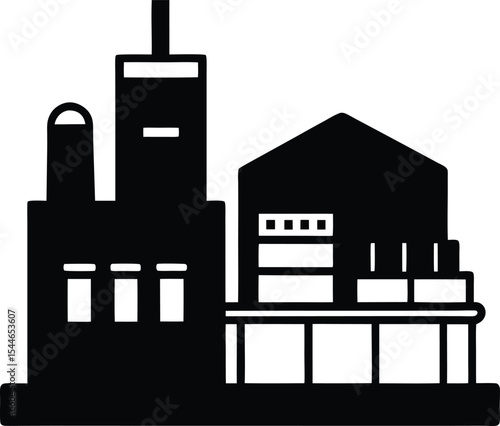 industrial factory icon vector illustration on transparent background
