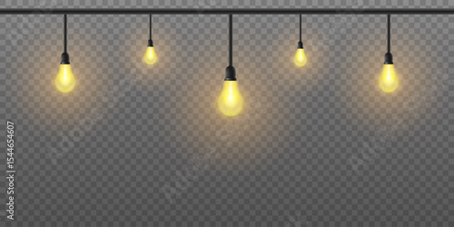 Christmas lights isolated on transparent background for cards, banners, posters, web design.