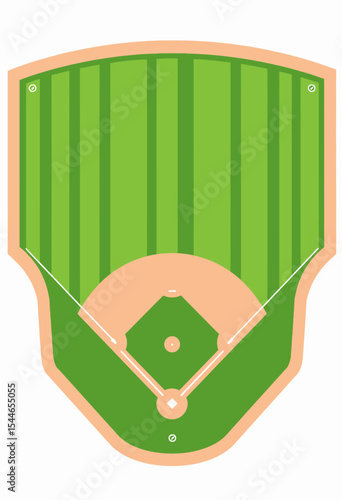 Baseball field layout with green grass and dirt in minimalist style  
