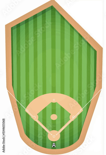 Baseball field layout with diamond and grass in green color  