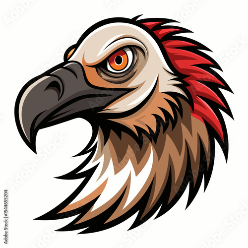 Powerful cartoon vulture head illustration
