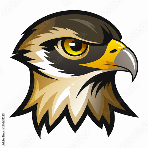 Powerful hawk head profile illustration