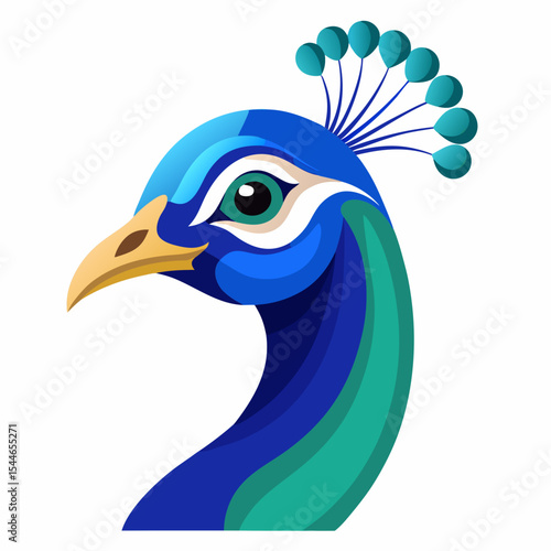 Stylized peacock head profile illustration