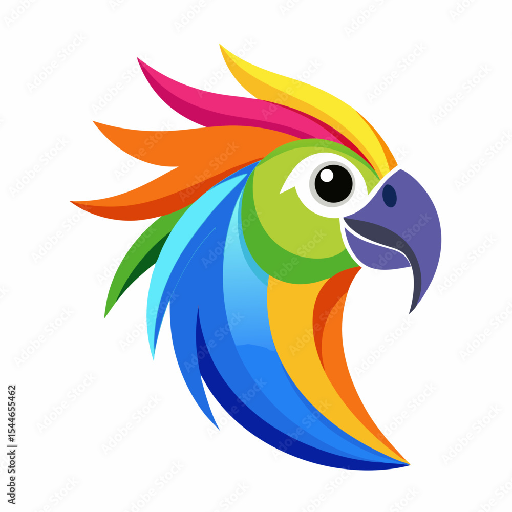 Obraz premium Vibrant colorful parrot head design illustration