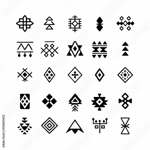 Design a set of high-resolution vector icons depicting traditional tribal tattoo symbols from various cultures, emphasizing unique stylistic details and cultural significance.