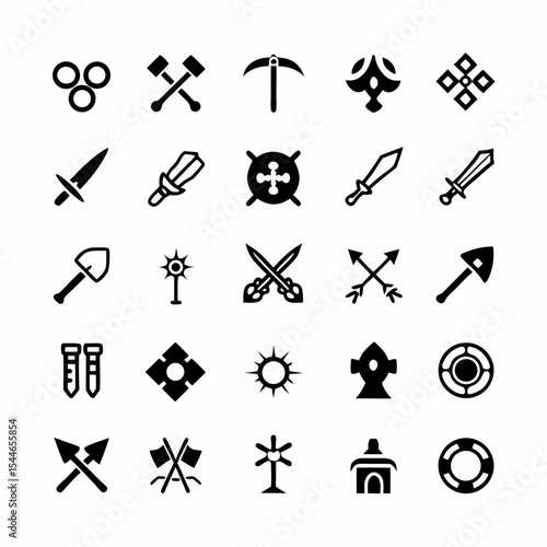 Design a set of striking tribal warrior icons depicting fierce combat scenes, showcasing diverse weaponry and cultural attire.