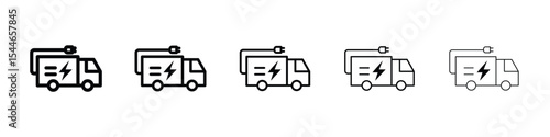 Electric plug in truck icon filled flat sign concept for web design.