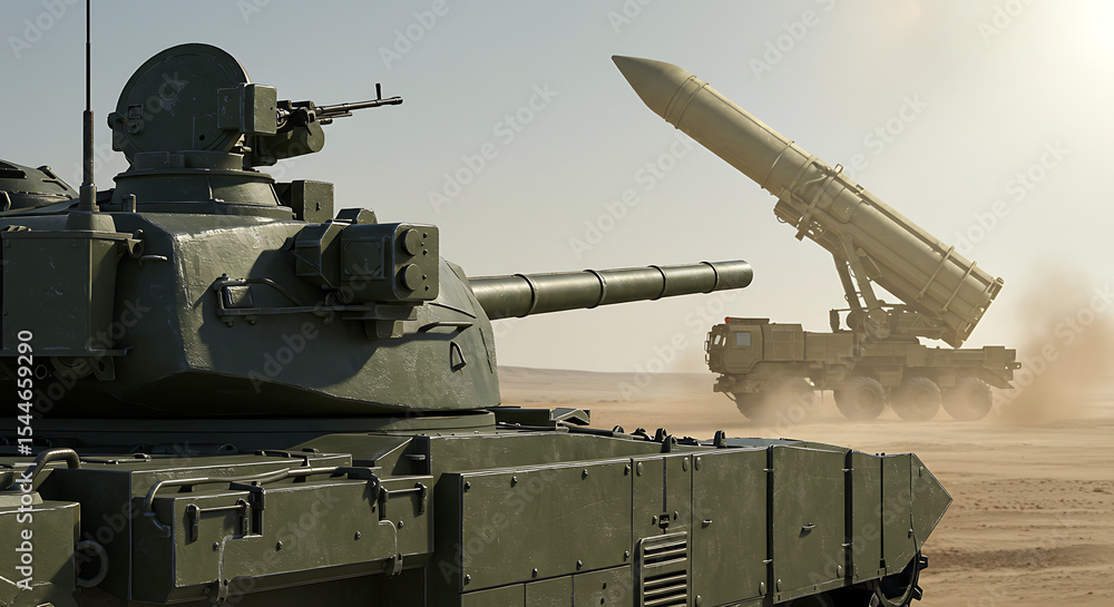 Military vehicles desert landscape Military vehicles desert landscape