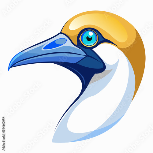 Obraz na plátne Stylized gannet head profile illustration