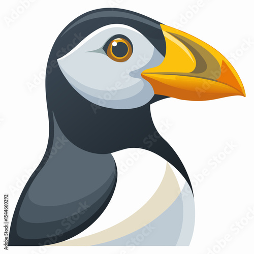 Atlantic puffin bird profile illustration