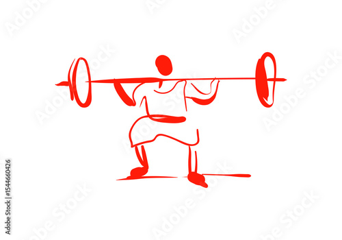 line art illustrations depicting a weightlifter in different phases of a barbell squat or clean