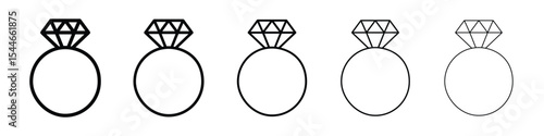 Diamond ring icon filled flat sign concept for web design.