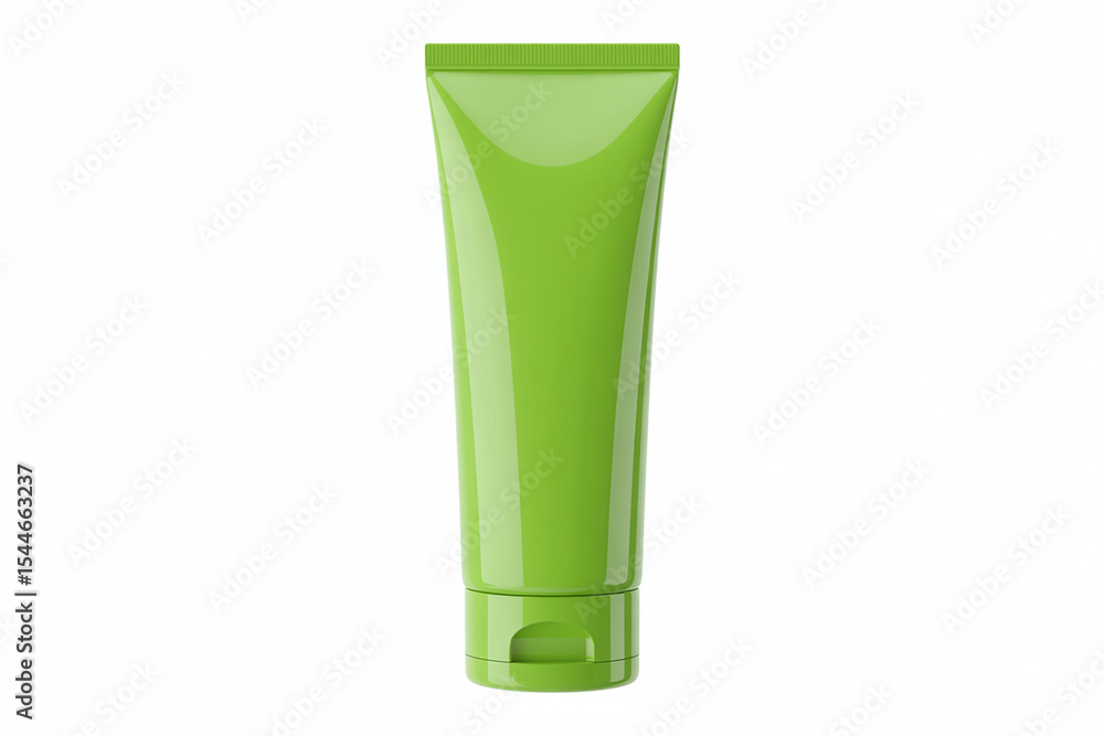 Shiny Green Cosmetic Tube with FlipTop Cap on White Background for Product Mockup Shiny Green Cosmetic Tube with FlipTop Cap on White Background for Product Mockup