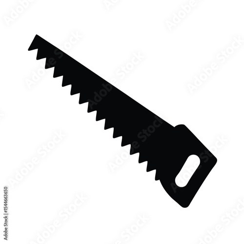 Isolated Handsaw Silhouette in Black for Carpentry, Tools, and Construction Design
