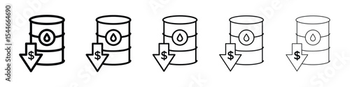 Crude oil price decrease icon filled flat sign concept for web design.