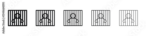 Criminal behind bars icon filled flat sign concept for web design.