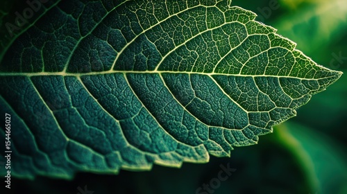 Close up of a dark green, textured leaf with detailed veins in natural lighting