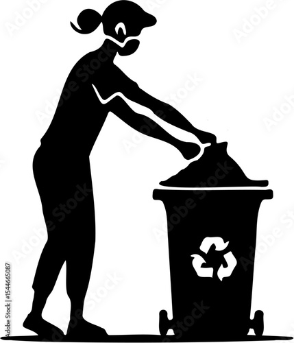 silhouette vector illustration of people throwing garbage in its place, isolated on white