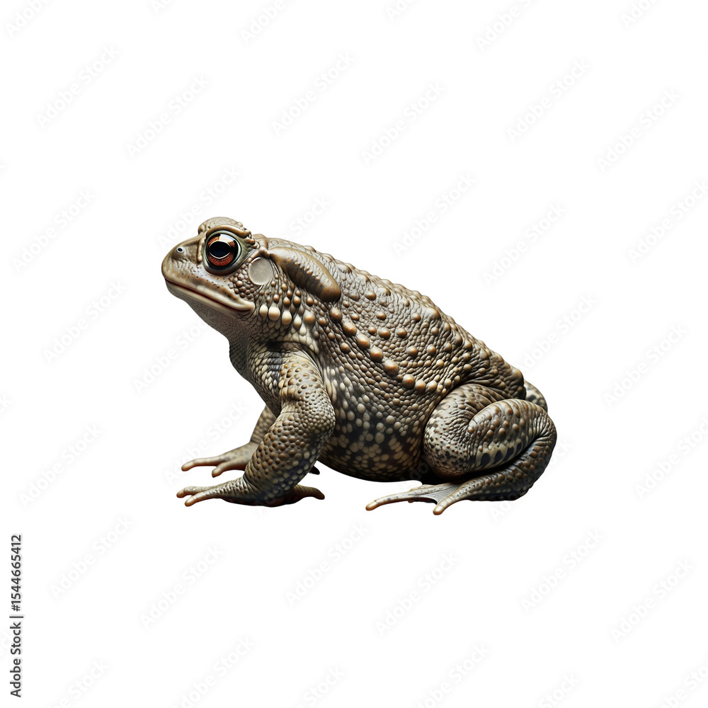 Detailed closeup of a brown toad on white background Detailed closeup of a brown toad on white background