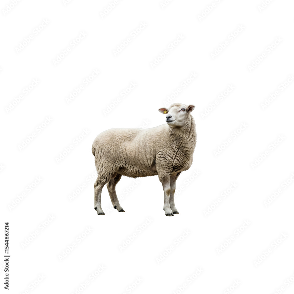 Single adult sheep isolated on white background Single adult sheep isolated on white background