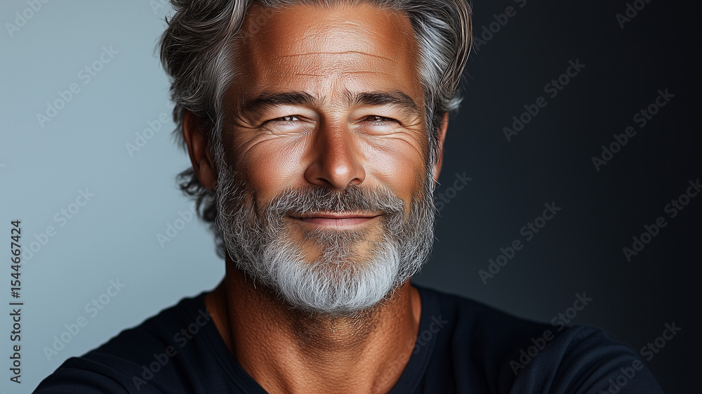 Cheerful elderly man with a well-groomed beard and bright expression. Cheerful elderly man with a well-groomed beard and bright expression.