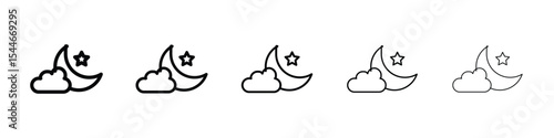 Cloud moon icon filled flat sign concept for web design.