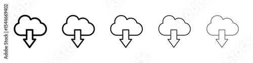 Cloud download icon filled flat sign concept for web design.