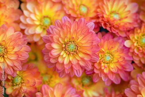 Vibrant Autumn Mums in Festive Hues Fill the Frame - A Beautiful Thanksgiving Background