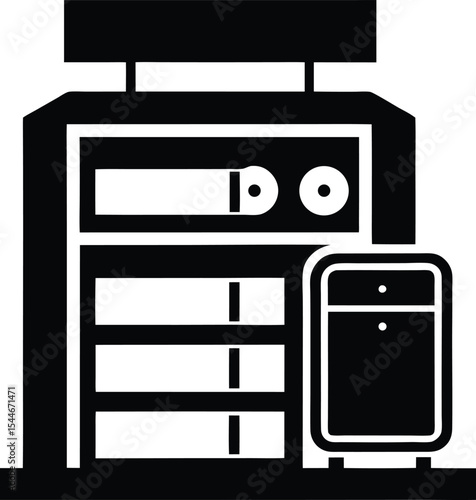Isolated retro audio player with a set of household appliances