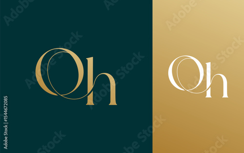 Initial letter OH HO logo design vector illustration for couple, wedding, and business