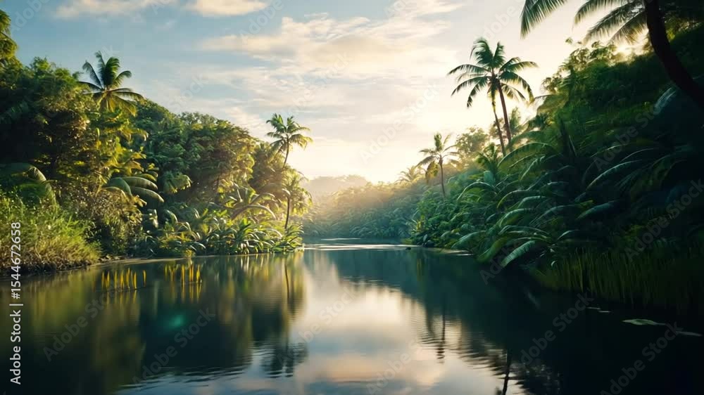 Lush Tropical River Scene Lush Tropical River Scene