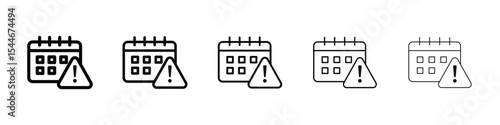 Calendar exclamation icon filled flat sign concept for web design.