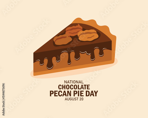 Vector Illustration of National Chocolate Pecan Pie Day. August 20. Flat design vector.