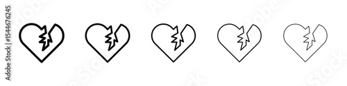 Broken heart icon filled flat sign concept for web design.