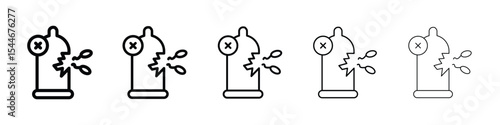 Broken condom icon filled flat sign concept for web design.