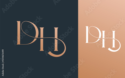 Initial letter DH HD logo design vector illustration for couple, wedding, and business