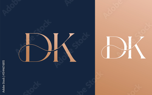 Initial letter DK KD logo design vector illustration for couple, wedding, and business